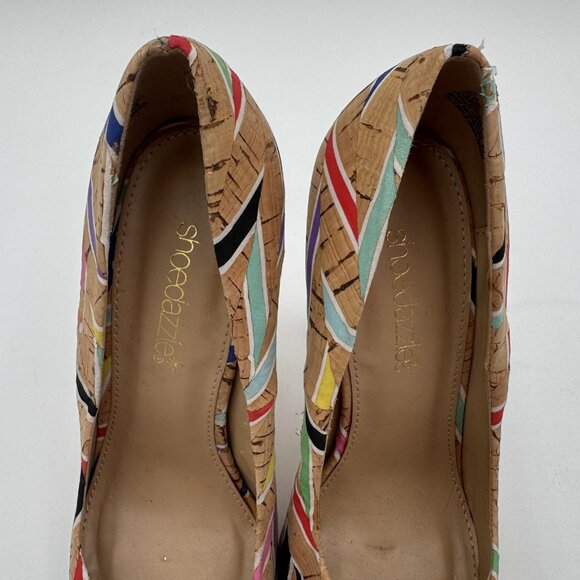 ShoeDazzle Shoes Womens Size 6 Multicolor Cork Stiletto High Heels Pointed Toe - Picture 3 of 9